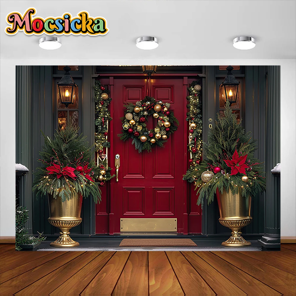 พวงมาลัยติดประตูหน้าต่างสำหรับสตูดิโอถ่ายภาพต้นคริสต์มาสอุปกรณ์ตกแต่งงานปาร์ตี้สำหรับผู้ใหญ่เด็ก
