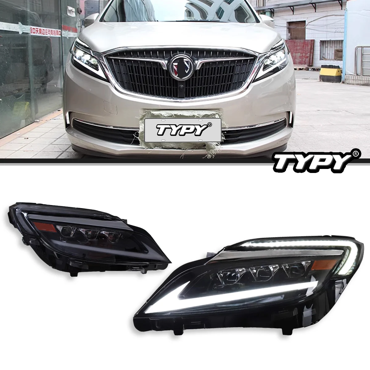 

Автомобильные фары TYPY для Buick GL8 2017-2020, светодиодные фары для проектора, дневные ходовые огни, автомобильные аксессуары