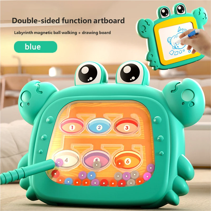 子供用磁気両面お絵かきボード、ペンコントロール論理的思考ペンマンシップ落書きボード、片面自己除去ビーズ迷路ゲーム、両面書き込みボードおもちゃ