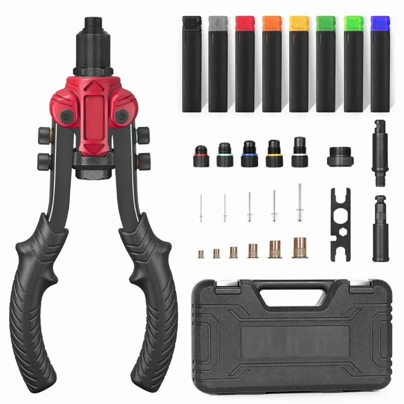 

3 in 1 Rivet Gun Kit Rivnut Thread Setting Tool Nut Setter Nut Sert Metric M3-M10 Hand Riveter Gun Manual Riveting Tool with Box