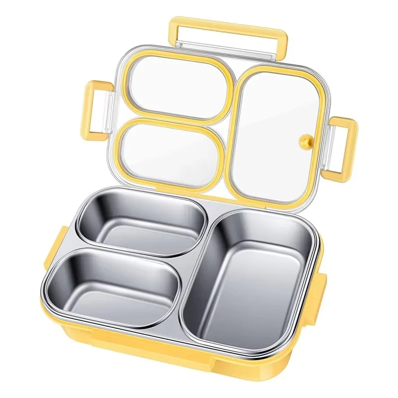 Kitchen 3 Room 304 Stainless Steel Bento Lunch Box Adult Kids Food Storage Container