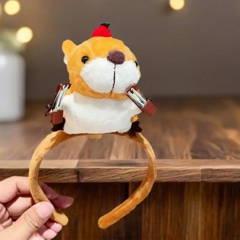 M6CD Performances Cartoon Squirrel Headbands Carnivals Party Plush Headpiece Movie Enthusiasts Cosplay Animes Tools