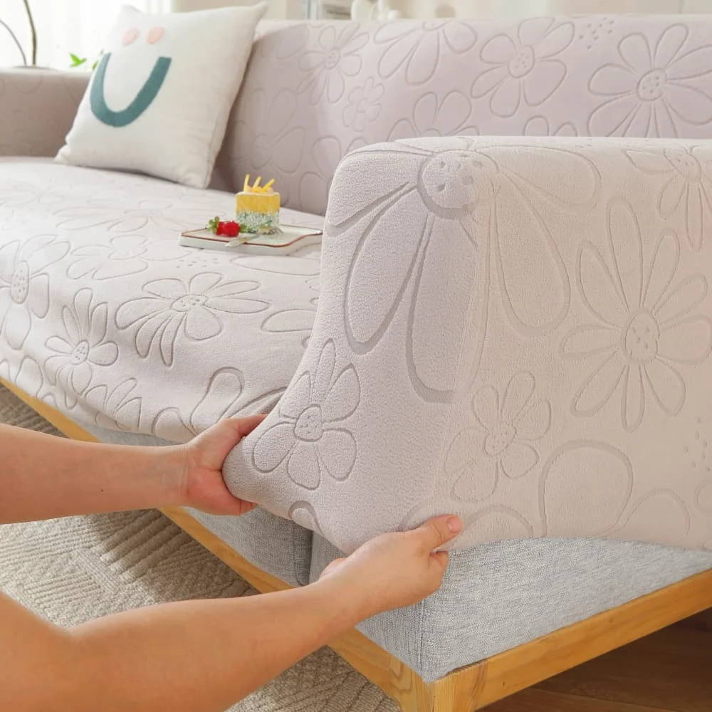 1 Stück Blumenmuster Jacquard Rutschfester Sofabezug, Schmutzabweisender Schutzbezug, Hohe Elastizität, Maschinenwaschbarer Sofabezug