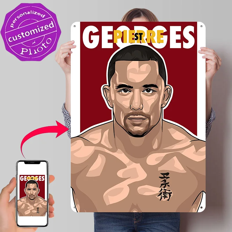 Georges St Pierre Metal Poster Perfect Gift for Fans Lovers Personalized Wall Art Metal Sign for Vintage Decor Room Wand Deko