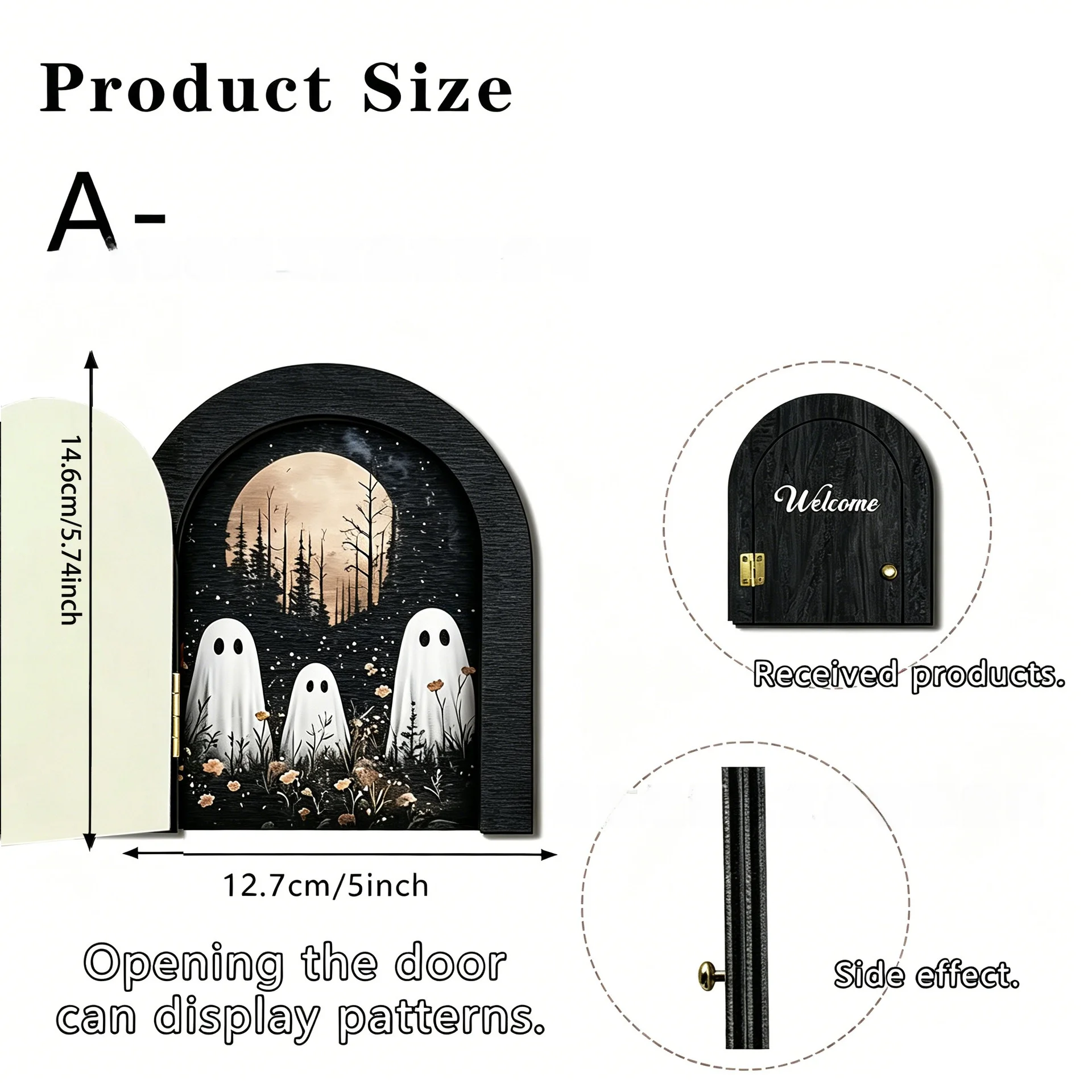 Personalized Custom Photo Wooden Blind Box Ornament Simulated Casement Mini Elf Door Halloween Theme Indoor Home Decor Gift view 3