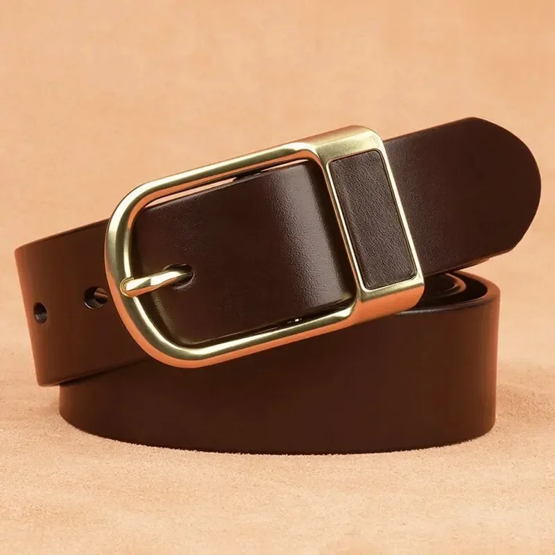 Cuoio genuino per gli uomini di alta qualità fibbia jeans cowskin cinture casual affari cowboy cintura maschile stilista 2024nuovo