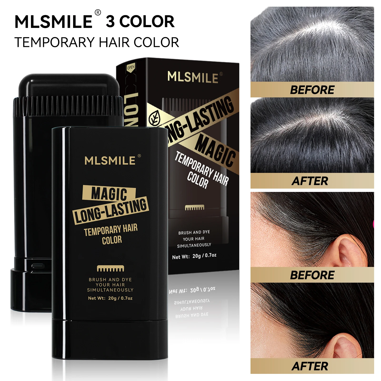 

MLSMILE Coloring Stick Long Lasting Fast Stain Disposable Washable Coverage Moustache Beard Temporary Hair Dye Cream Brush Pen