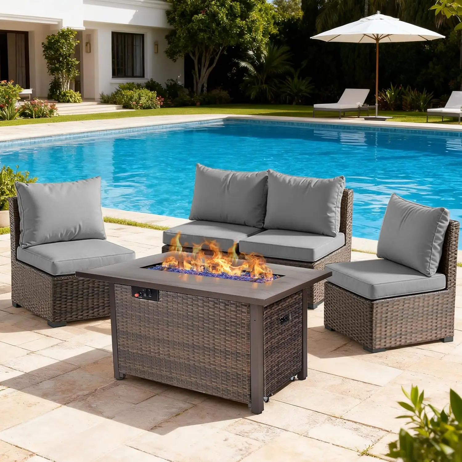 5 Pieces Patio Furniture Set With 42