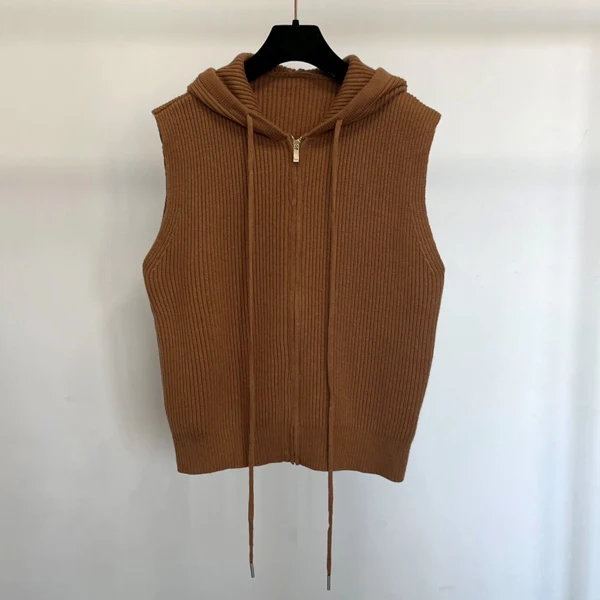 

Осень-зима, женский свободный крой, вязаный шерстяной жилет, толстовка с капюшоном, утягивающий универсальный свитер, куртка с цепочкой, молния, одежда...