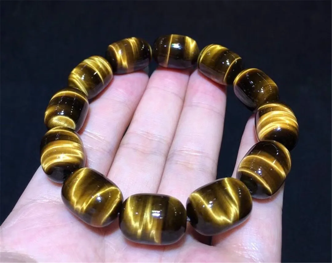 Natural Yellow Tiger's Eye Bracelet Jewelry For Women Man Wealth Gift Crystal 18x13mm Beads Stone Brazil Gemstone Strands AAAAA