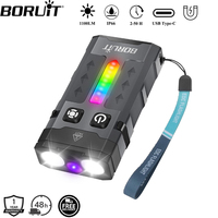 BORUiT EV20 EDC Keychain LED Flashlight 1100LM Torch Type-C Rechargeable Work Light with Magnet Camping Pocket Lantern
