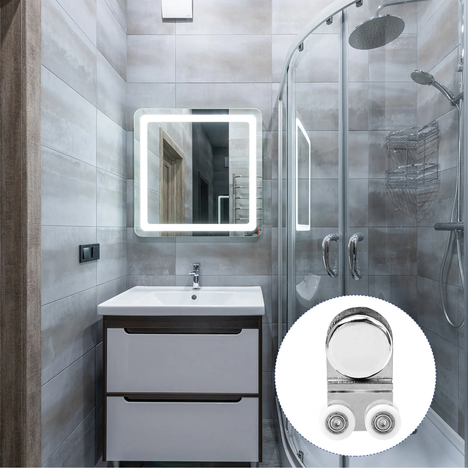 1Pcs Shower Door Rollers High-Grade Wear-Resistant Low-Noise Glass Sliding Door Wheels Replacement for Bathroom Cubicle Shower
