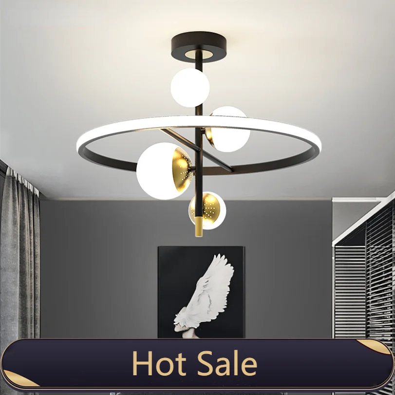 

Led Ring Pendant Lights Glass Ball Ceiling Mounted Lamp Remote Control Dimmable Hanging Lamp Chandelier Home Bedroom Living Room