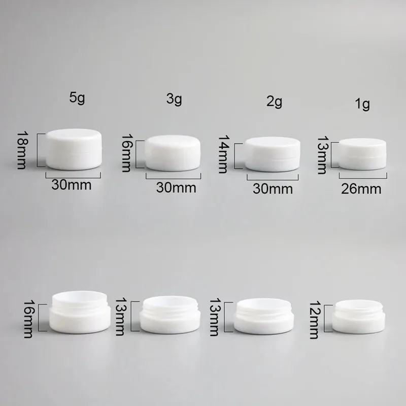 500 X1g/2g/3g/5g Empty Plastic Cosmetic Makeup Jar Pots Transparent Pure white Sample Bottles Eyeshadow Cream Lip Balm Container