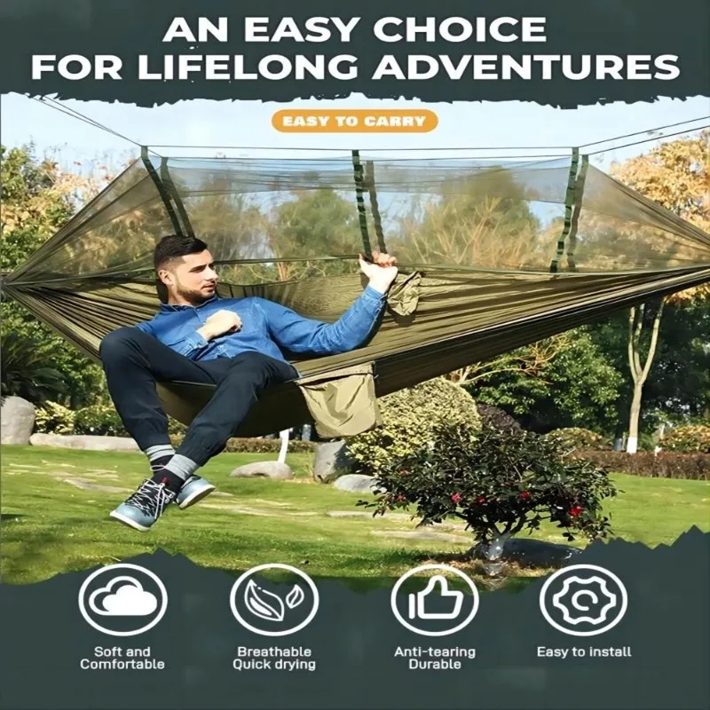 Portátil Duplo Mosquito Net Hammock, Camping ao ar livre, Jardim Viagem, Turista, Natureza Lazer, Caminhada Dormir, Hanging Swing