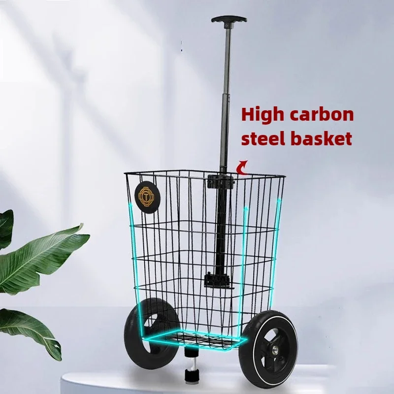 

Portable Shopping Trolleys 55L High-capacity Handcart Shopping Carts Trolley with Multi-purpose Wheels 3-layer Insulation Bag