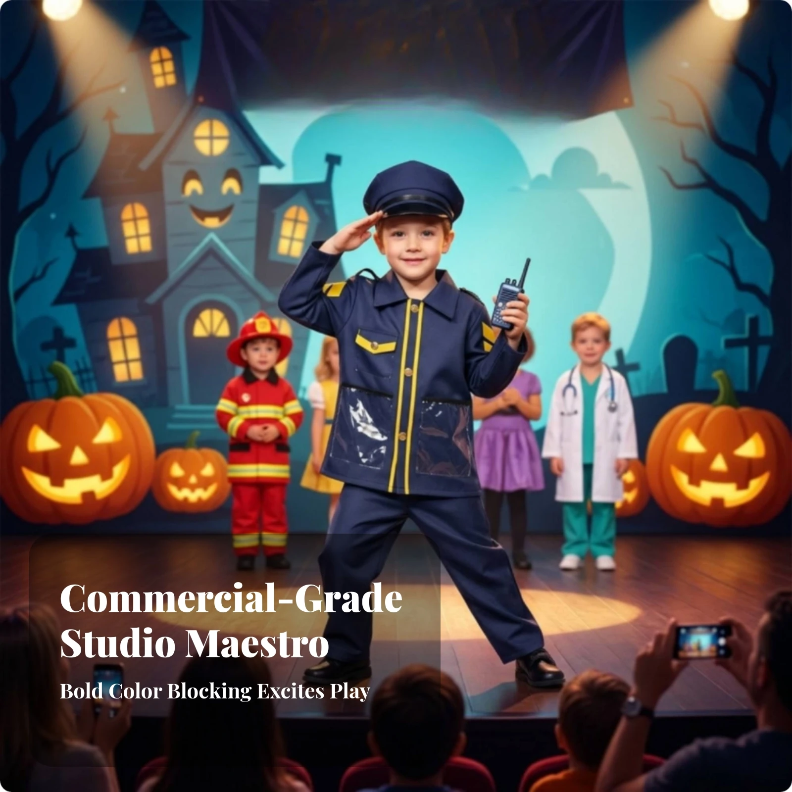 Role-Play Costume with Hat Realistic Dress-up Outfit with Hat Uniform Comfortable Apparel Ready-to-Wear for Children, Halloween