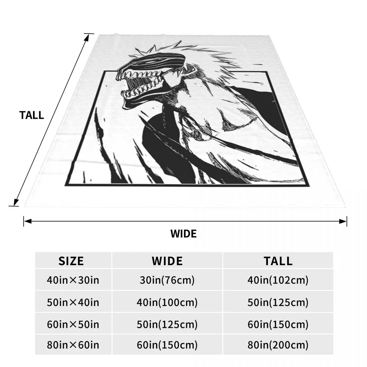 Ichigo Kurosaki Anime Blanket Fleece Sofa Throw Blanket Portable for Home Bedroom Office Throws Bedspread Quilt