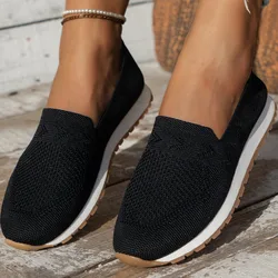 Breathable Knit Loafers for Women Plus  Lightweight Soft Sole Flats Shoes Woman  Autumn Anti-Slip Casual Shoes Ladies