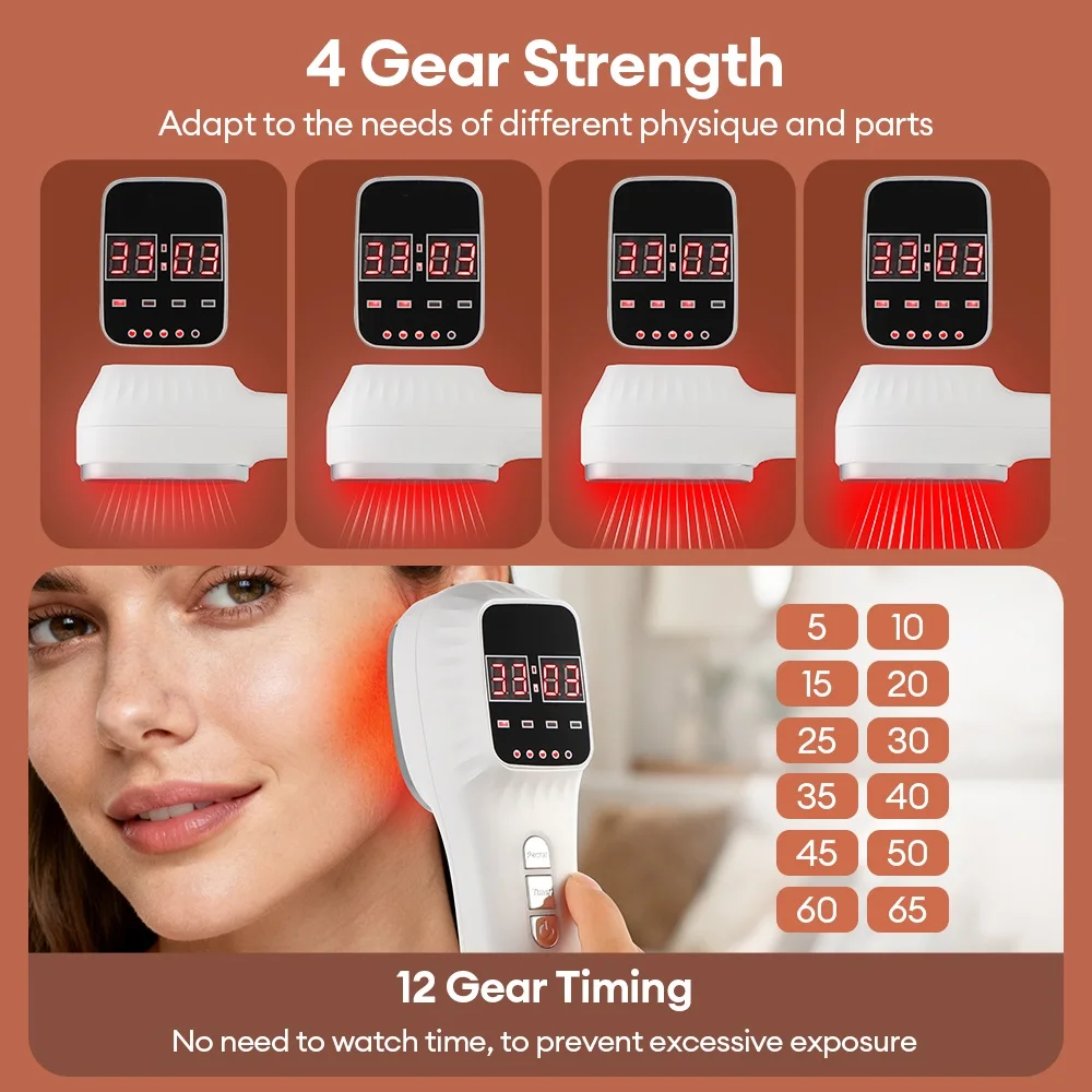 Nowe urządzenie do terapii laserowej LED czerwonym światłem 650nm 808nm, ręczne, do twarzy i ciała, przeciwstarzeniowe, redukujące zmarszczki, na trądzik, łagodzące zmęczenie ciała, poprawiające zdrowie.