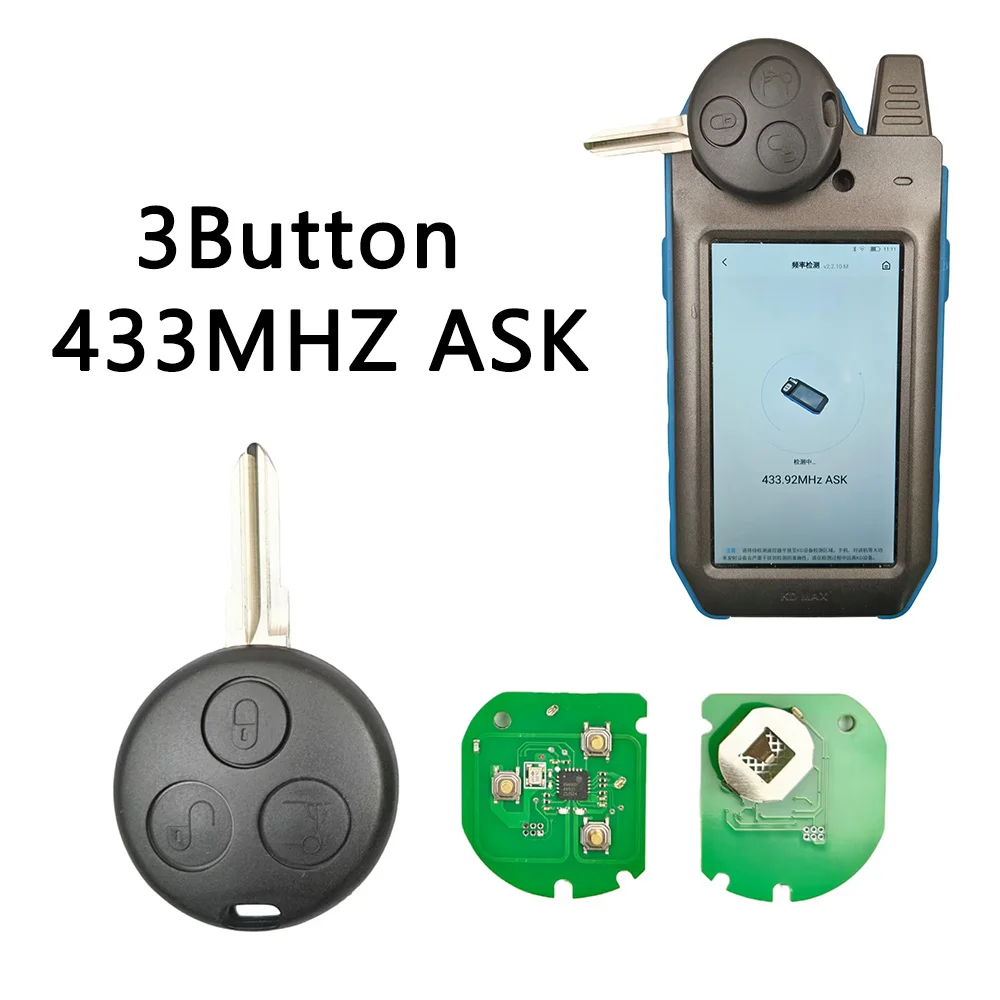 3BT 434MHZ Remote Alarm Car Key/PCB/Shell For Mercedes Benz Smart Fortwo Roadster 450 2003-2006 City Passion Pulse 2000-2004