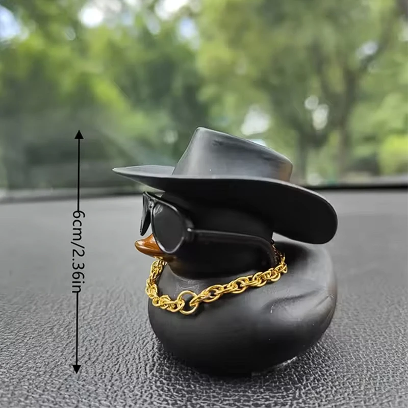 1Set Cowboy Hat Black Duck Car Decoration Car Duck Decoration Accessory