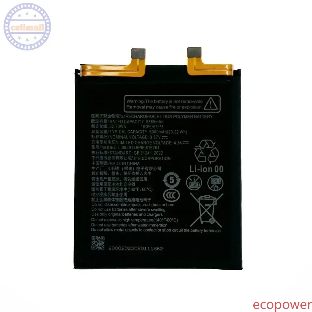6000mAh Brand New Battery Li3959T45P8h816761 For ZTE Nubia Z60 Ultra NX721J  Mobile phone Premium Replacement Battery Batteria