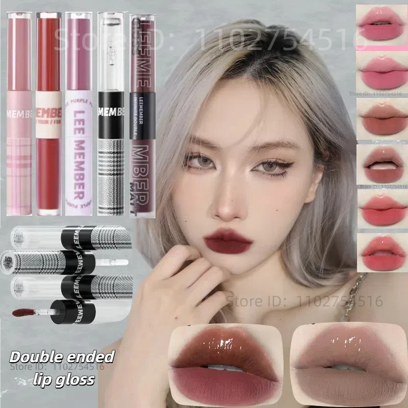 LEEMEMBER Multiple Series Double Headed Lip Glaze Lip Mud Long Lasting Moisturizing Waterproof Lip Tint Matte Lipstick Makeup