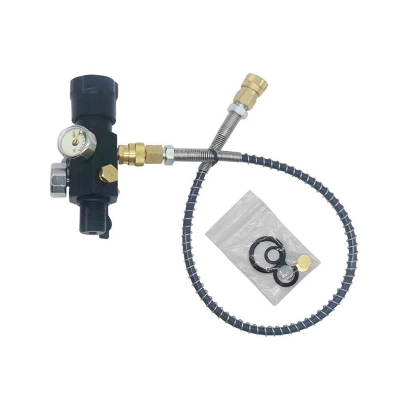 4500Psi 300Bar HPA Compressed Air Cylinder Aquarium Gas Tank Charging Valve Scuba Filling Station with 20 In Hose Dual Gauges