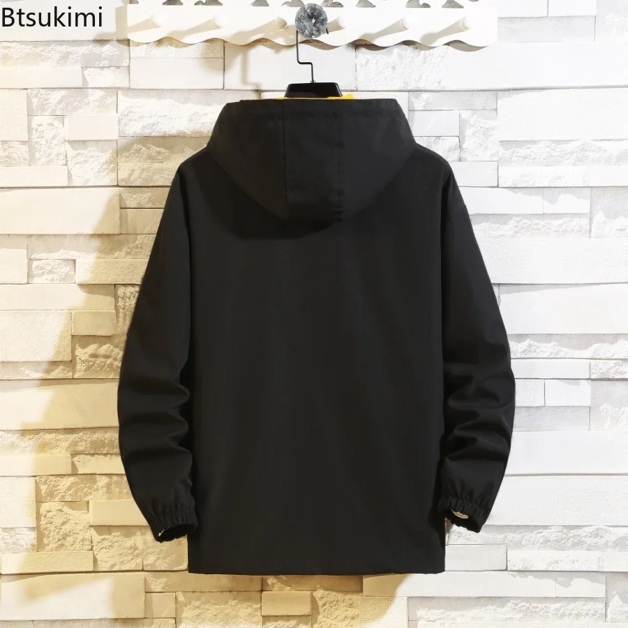 Plus Size 7XL 8XL Hooded Jackets for Men Fashion Color Blocking Casual Coats Loose Windbreaker Jacket Spring Autumn Men Clothing