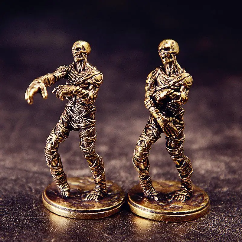 Brass Made Zombie Statue Corpse Shape Figurine Vintage Golden Metal Walking Dead Miniature Display With Base Home Decor Ornamen