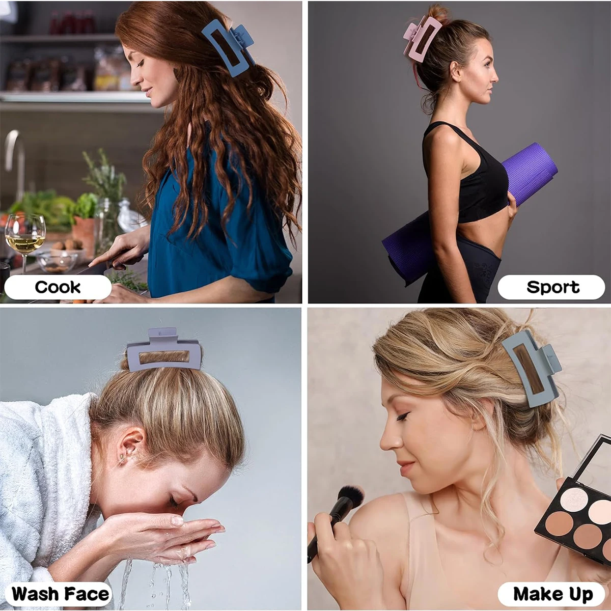 1 Stück geometrische quadratische Haarklammern für Frauen, für dickes, langes und lockiges Haar, rutschfestes Design, weibliches Haar-Accessoire – Detail 6