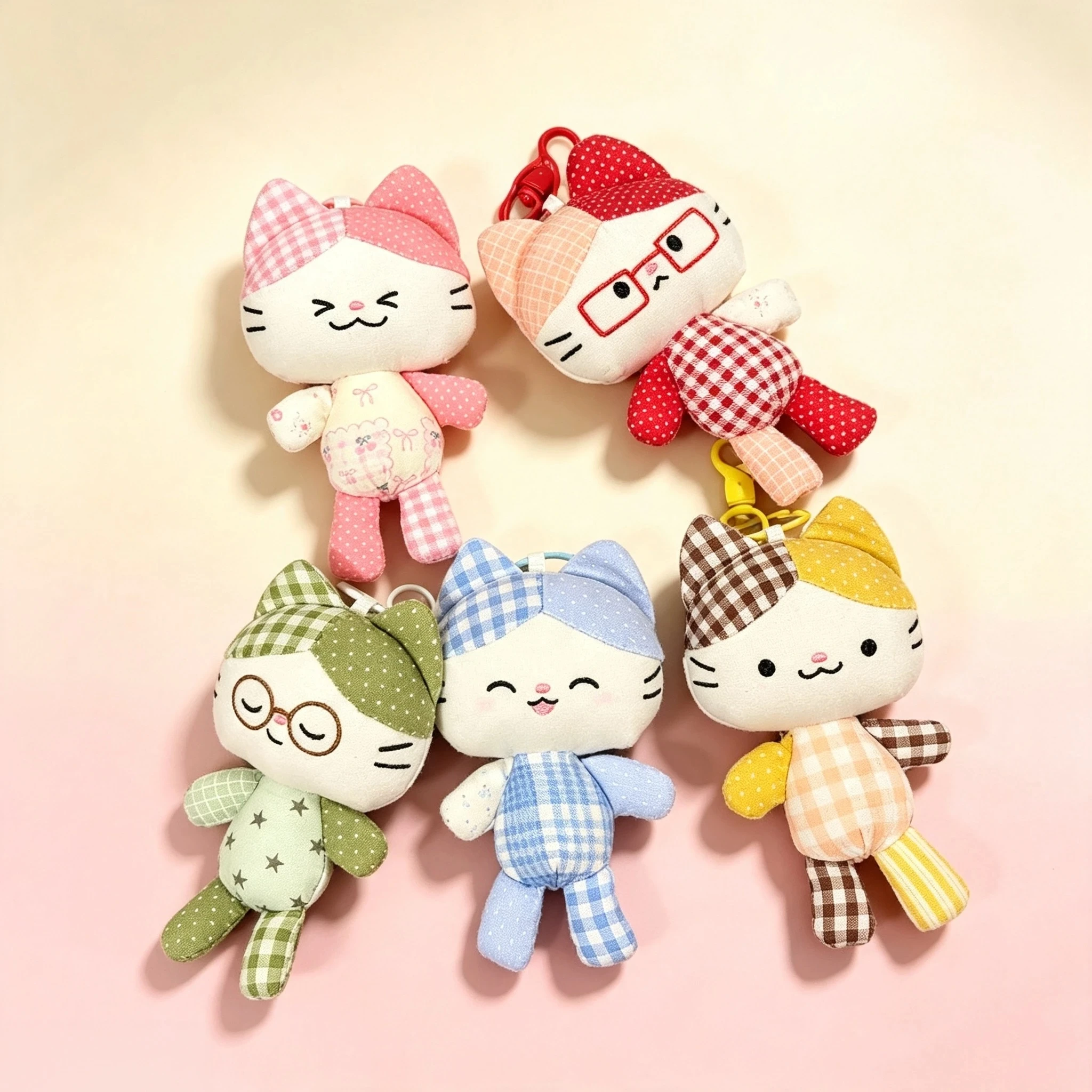 14cm Doritos Fabric Cat Plush Pendant Dopamine Color Cat Plush Doll Texture Splicing Doll Backpack Decor Good Friend Gift