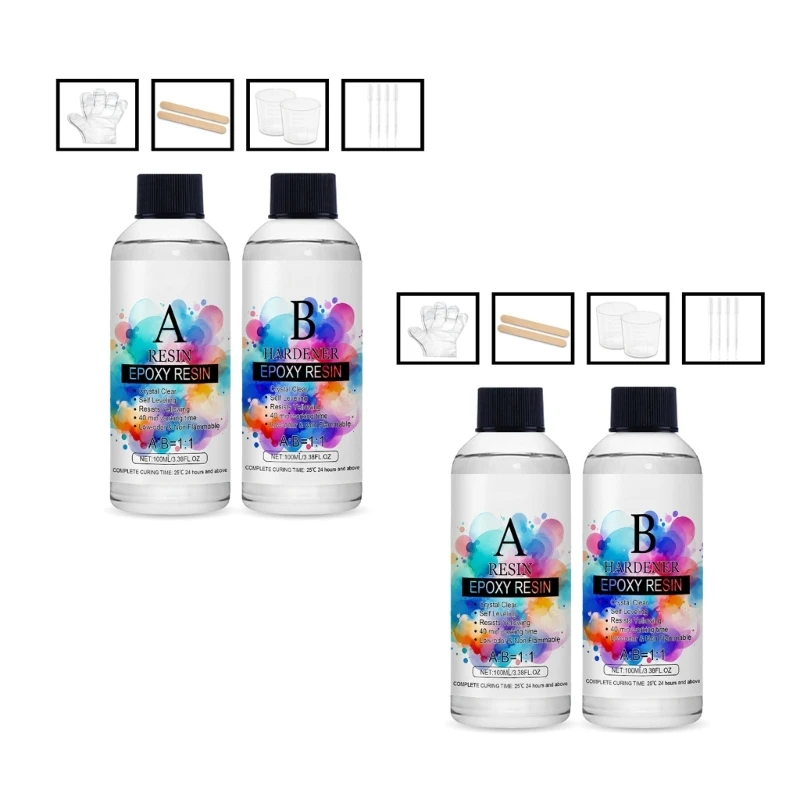 Наборы эпоксидной смолы Набор эпоксидной смолы 1:1 с мерными стаканчиками Перчатки-палочки Набор прозрачной литейной смолы для