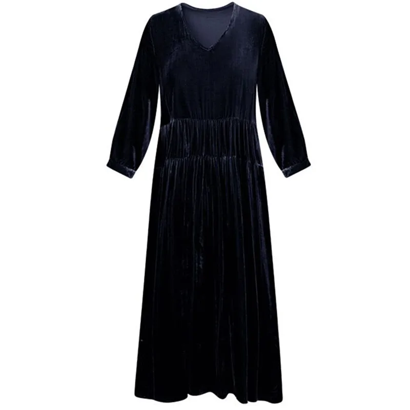 Abito invernale in velluto sexy con scollo a V a maniche lunghe Abito primaverile in velluto da donna con volant pieghettato, abito da festa autunnale abiti da festa