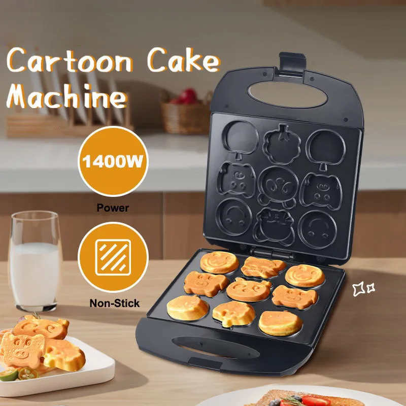 ماكينة صنع الكعك الكرتونية الأوروبية ذات 9 فتحات عبر الحدود للأطفال ماكينة الخبز ذاتية الصنع ماكينة صنع شطائر الوافل والحلوى