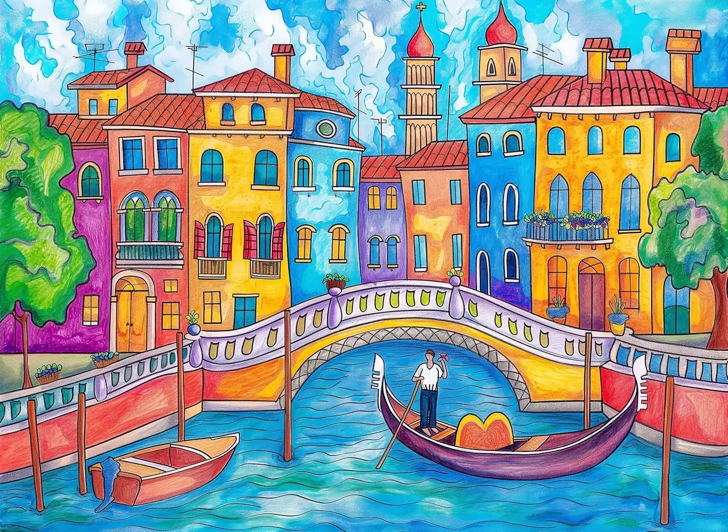 

1314/1000/520 Pieces Puzzles for River Town Jigsaw Puzzles for Gameroom Bedroom Livingroom Challenging Family Activity Games