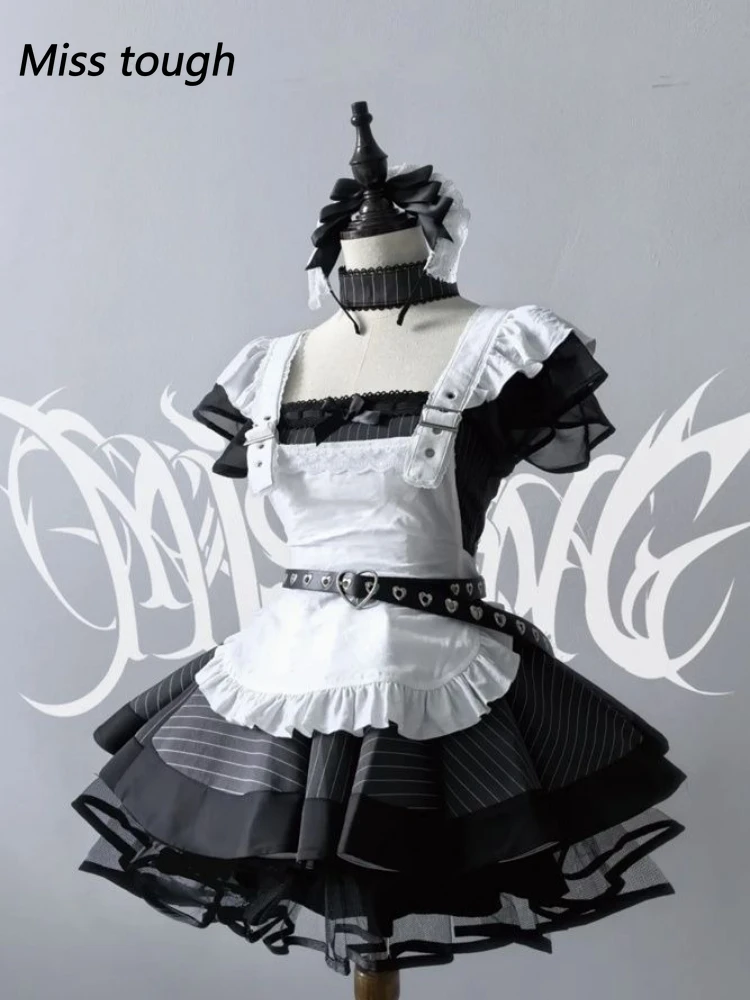 

Милое платье с бантом для девочек, женское платье с лямкой на шее и милым медведем, лоскутная многослойная юбка с кружевной отделкой, мини-платье в стиле Лолиты, летнее