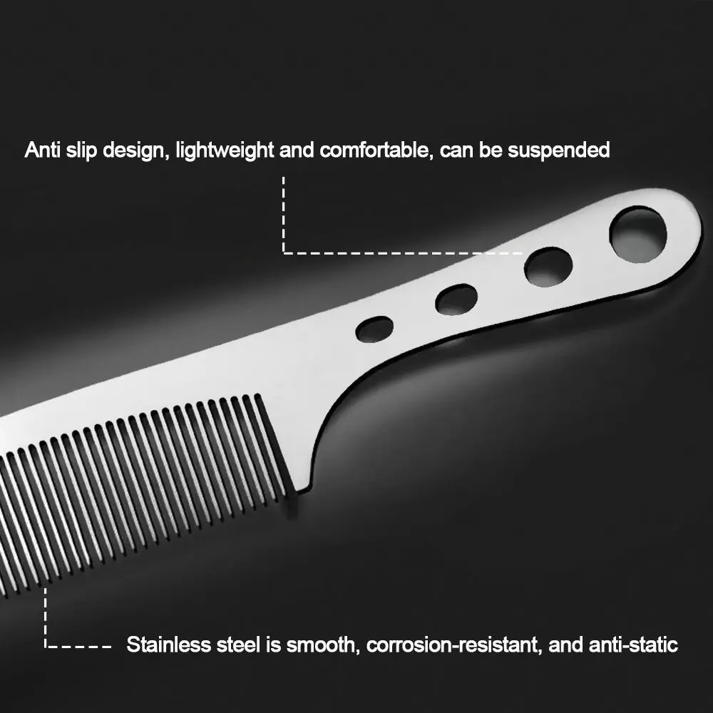 Stainless Steel Anti Static Comb Hair Combs Silver Hairdressing Styling Comb Hair Cutting Tools Ultra-thin Metal Barber Comb