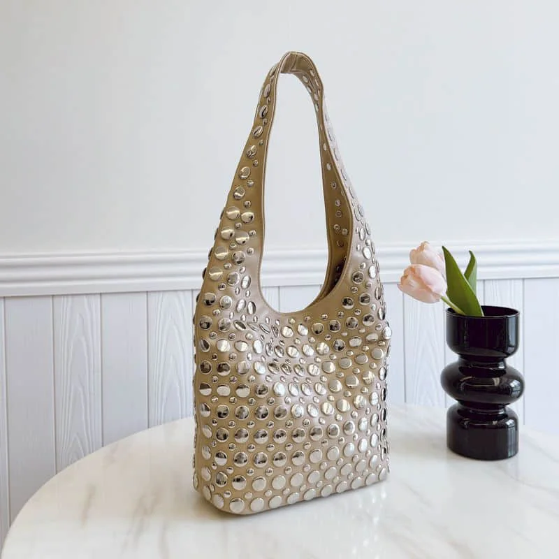 

Высококачественные женские сумки-тоут большой емкости с заклепками, дизайнерские сумки на плечо, офисные женские роскошные сумки, женские сумки 2025 года, новые модные сумки для подмышек