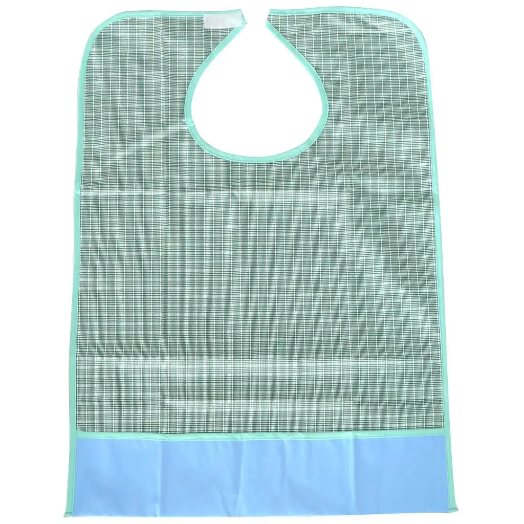 Grande PVC reutilizável adulto Mealtime Bib, Avental protetor com padrão de grade, roupas incapacitáveis, impermeável, 3 cores