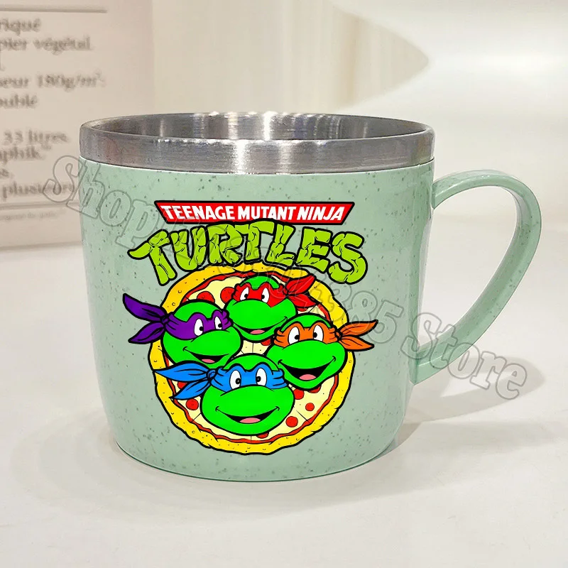 Teenage Mutant Ninjas Turtles Water Cup Kids Kawaii Stainless Toothbrush Cups Student Breakfast Milk Coffee Mug Children Gift