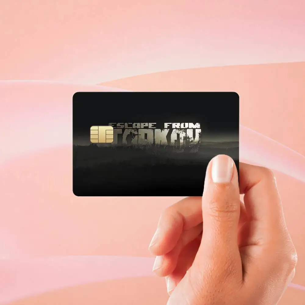 E-الهروب من T-Tarkov 1 مجموعة من 4 قطعة بطاقة الائتمان ملصقات الجلد لبطاقة البنك VISA ملصق مضاد للمياه المضادة للخدش النساء هدية