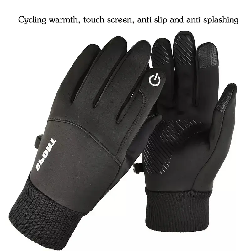 Winter Skiing Warm Gloves for Men Outdoor Cycling Waterproof, Non Slip, Thickened Female Couple Touch Screen Lamb Fleece