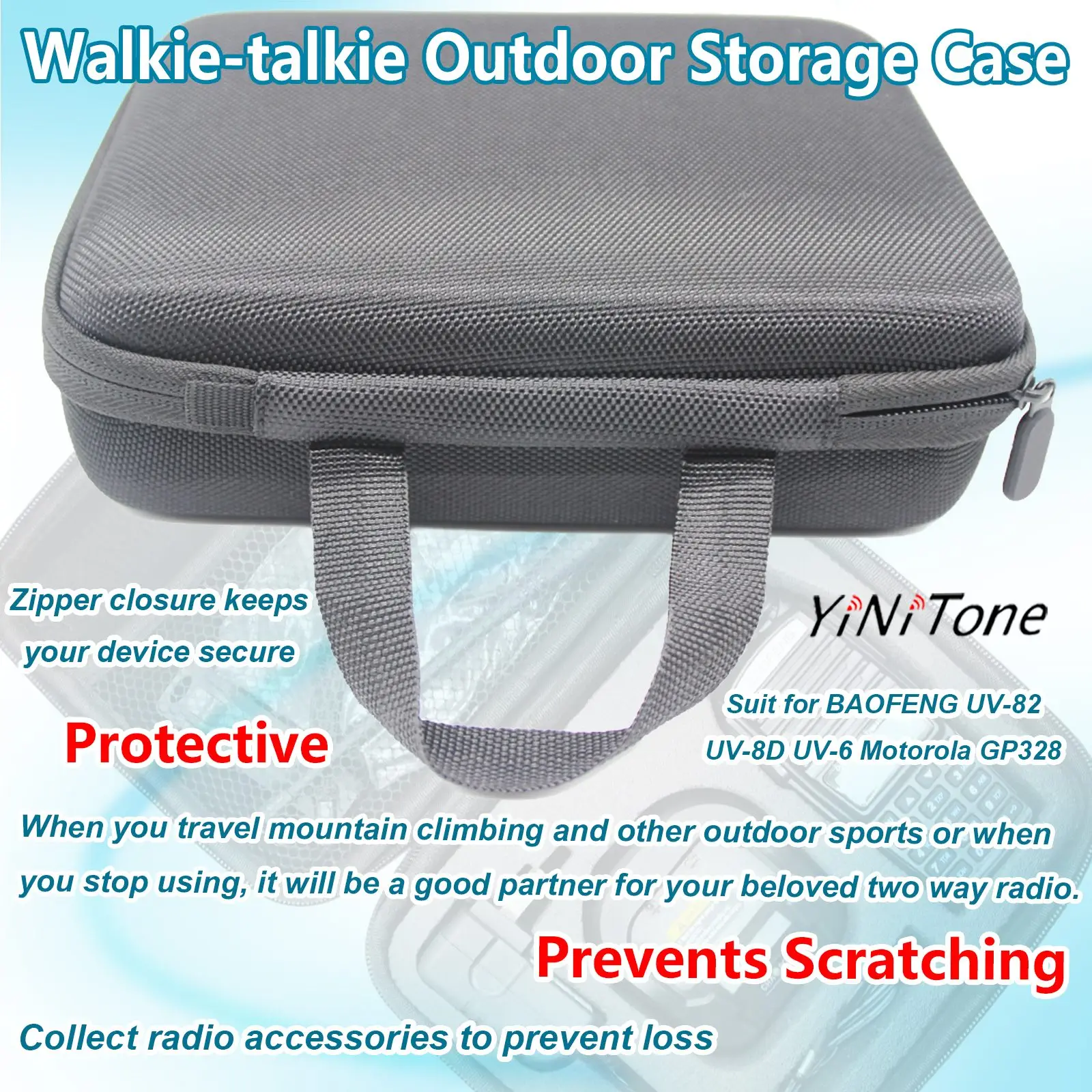 Baofeng UV-82 UV-8D Walkie-talkie Wear-resistant Outdoor Travel Handbag Dustproof Drop-proof Two Ways Radio Storage Bag Case