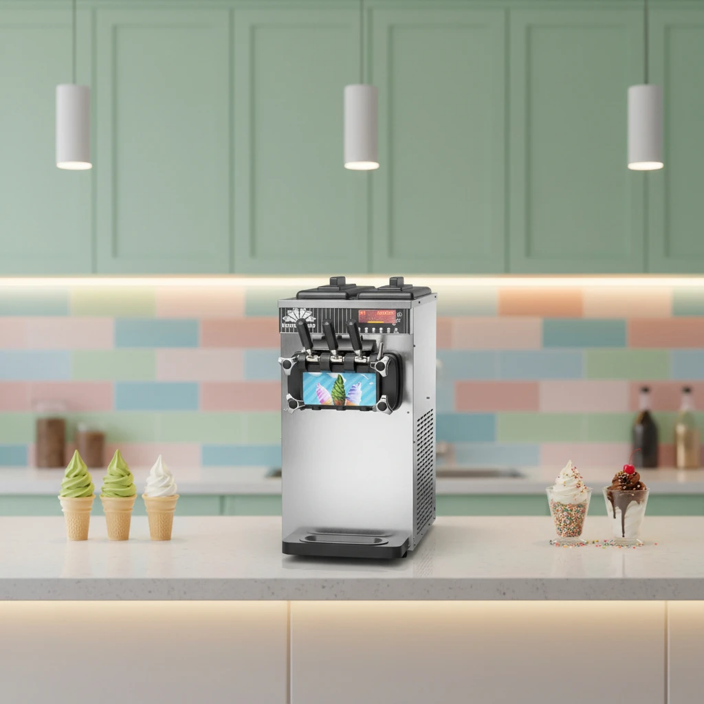 LD BQL128 Small Commercial Soft Ice Cream Machine Stainless Steel 1300W Motor Table Top 1 Year Warranty for Restaurant Home Use