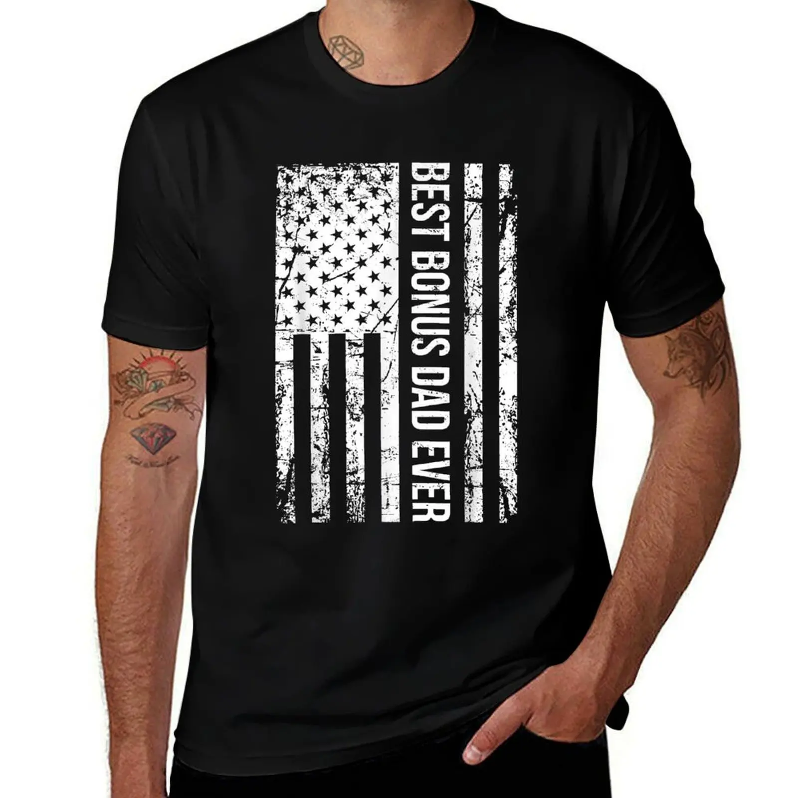 

Mens Step Dad Best Bonus Dad Ever For Stepdad American Flag T-Shirt t shirt personalised T-Shirt