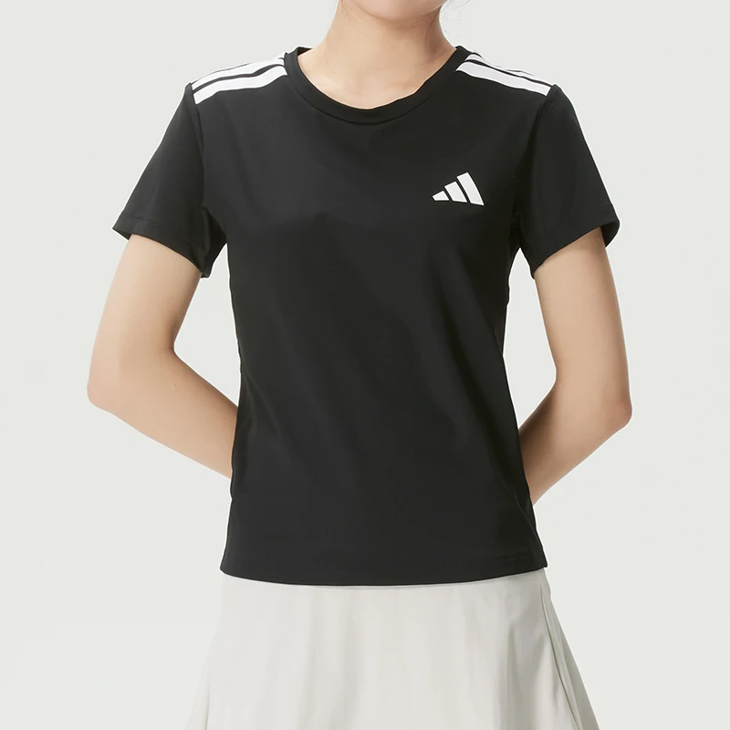アディダス-tシャツ-レディース-スポーツウェア-カジュアル-半袖-ラウンドネック-通気性があり快適なランニング-トレーニング-トップ-kc7639