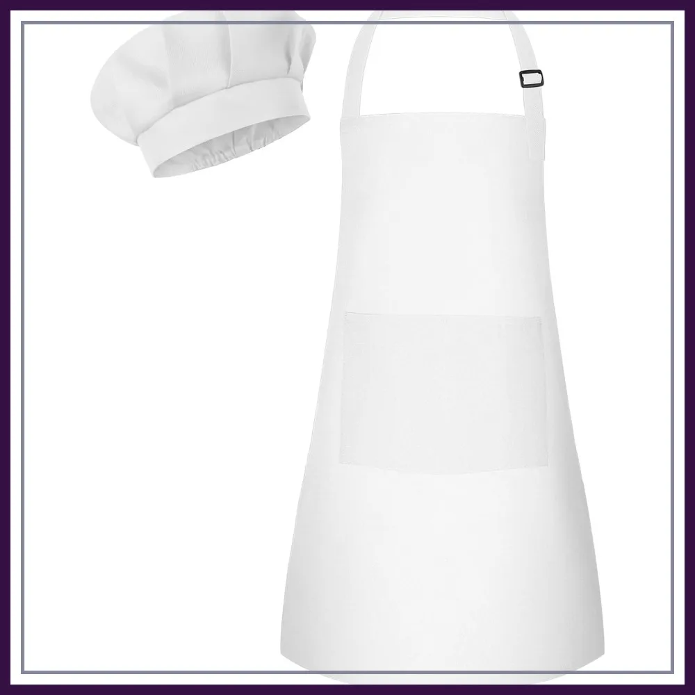 

Adjustable Chef Hat & Apron Set with 2 Pockets for Cooking Baking