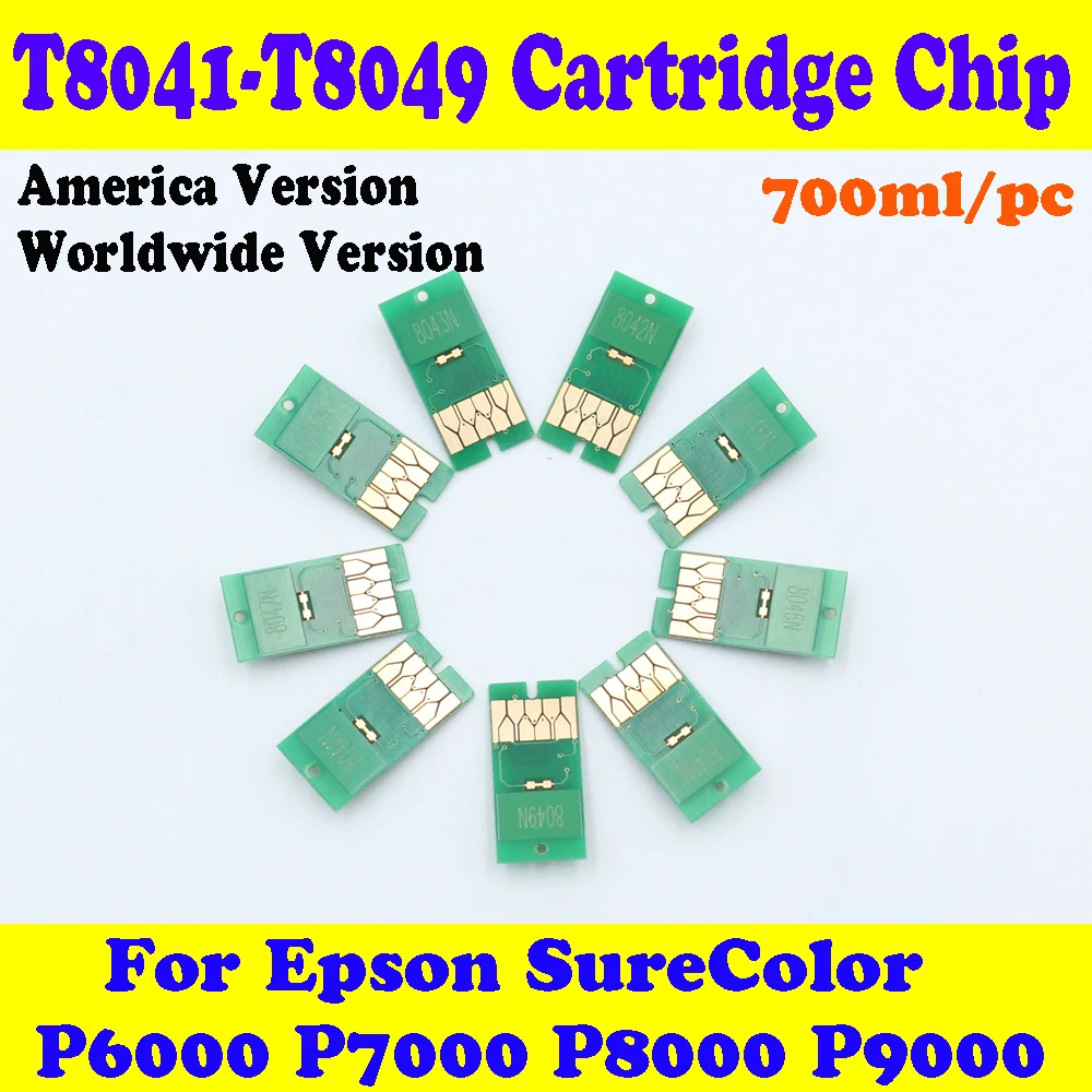 America Version 9 Color/set T8041-T8049 Replacement Ink Cartridge Chip for Epson SureColor P6000 P7000 P8000 P9000 Printer